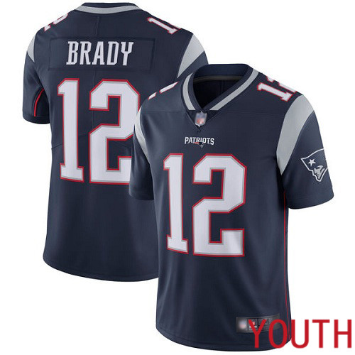 New England Patriots Football #12 Vapor Untouchable Limited Navy Blue Youth Tom Brady Home NFL Jersey->new england patriots->NFL Jersey